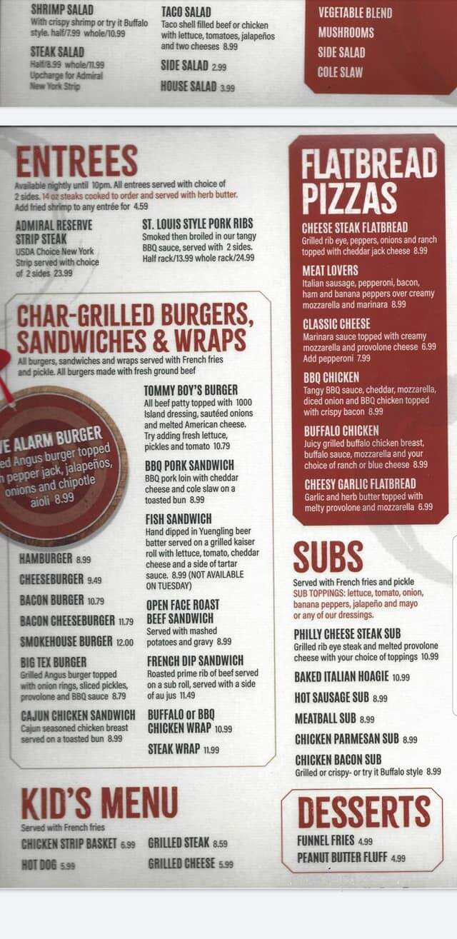 Tommy Boys Tavern - Waynesburg, PA menu_pic