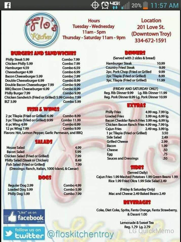 Flo's Kitchen - Troy, AL menu_pic