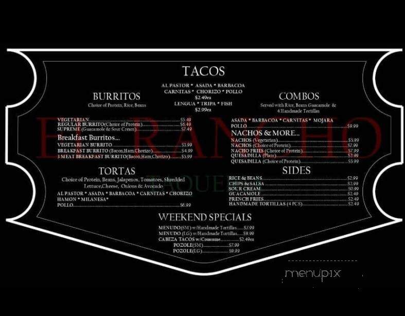 El Rancho Meat Market - Eugene, OR menu_pic