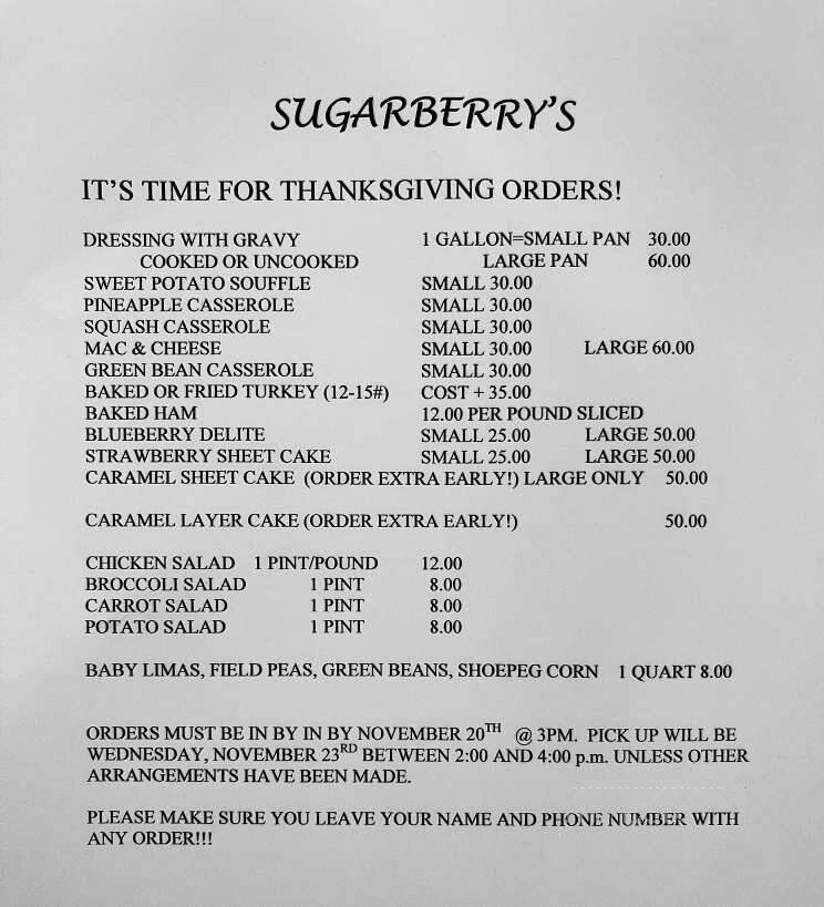 Sugarberry's - Cochran, GA menu_pic