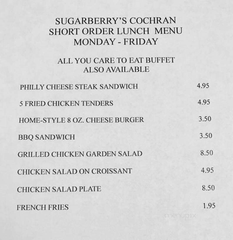 Sugarberry's - Cochran, GA menu_pic
