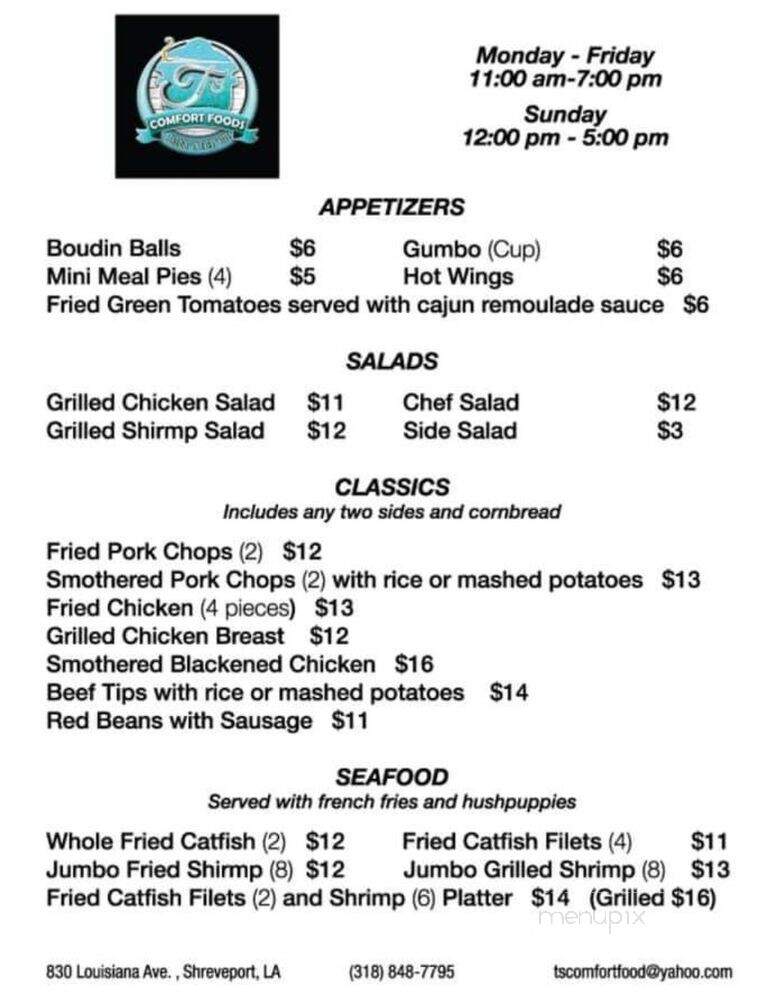 T's Comfort Foods - Shreveport, LA menu_pic