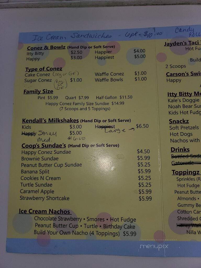 Happy Conez - New Cumberland, PA menu_pic