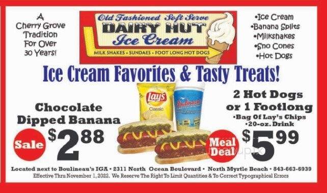 The Dairy Hut - North Myrtle Beach, SC menu_pic