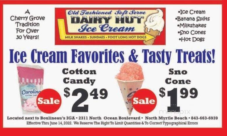The Dairy Hut - North Myrtle Beach, SC menu_pic