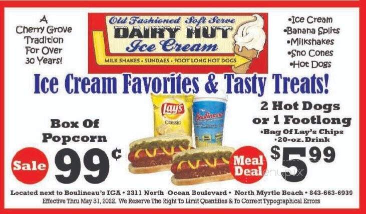 The Dairy Hut - North Myrtle Beach, SC menu_pic