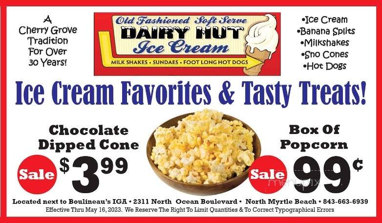 The Dairy Hut - North Myrtle Beach, SC menu_pic