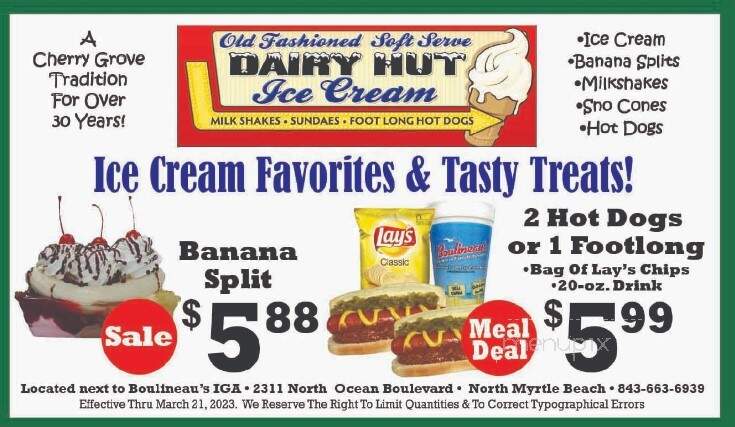 The Dairy Hut - North Myrtle Beach, SC menu_pic