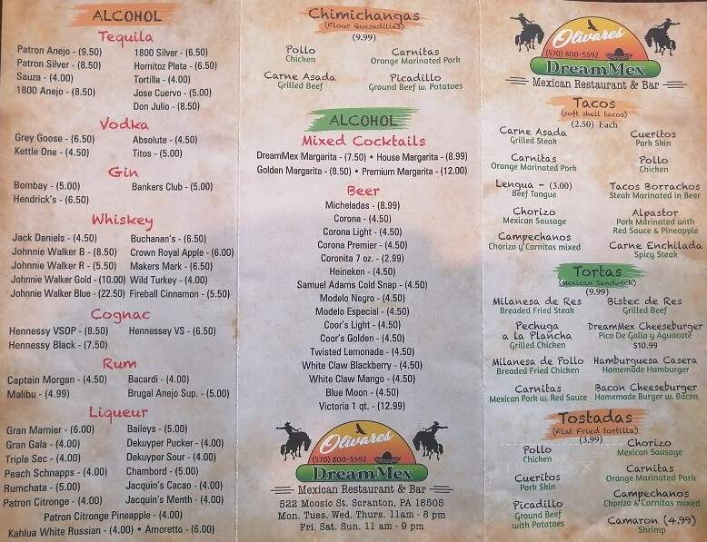 DreamMex Mexican Restaurant & Bar - Scranton, PA menu_pic
