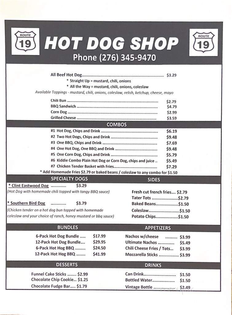Route 19 Hot Dog Shop - Cedar Bluff, VA