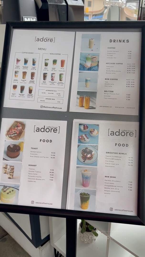Adore Coffee House - San Diego, CA menu_pic
