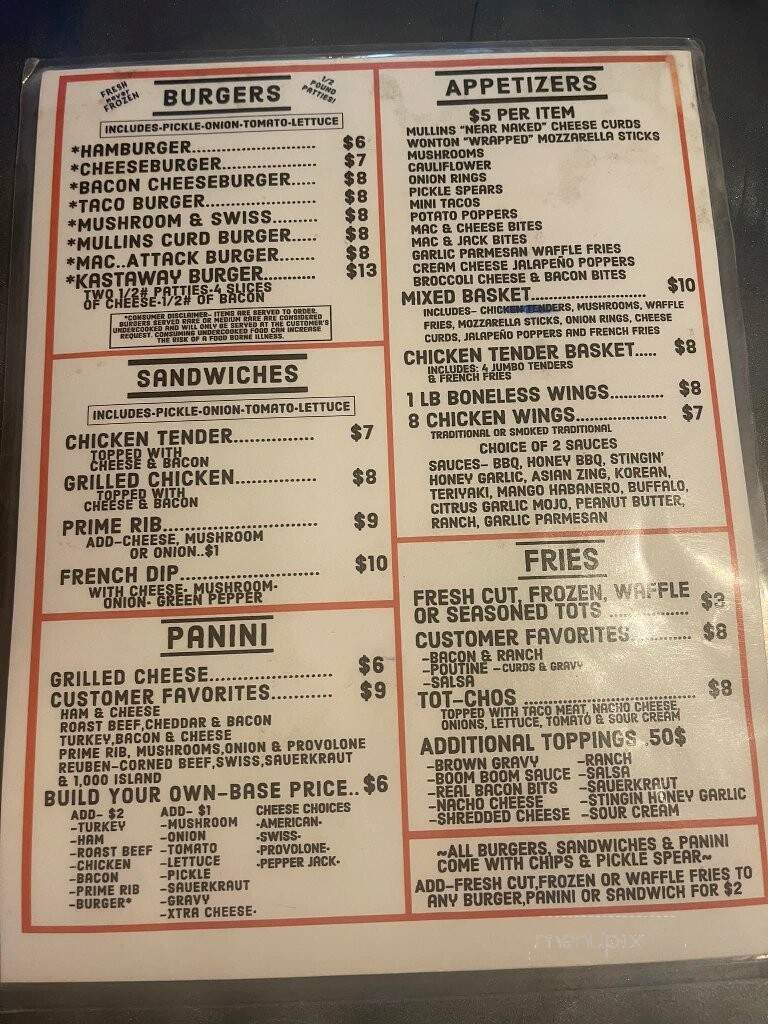 Kastawayz - Antigo, WI menu_pic