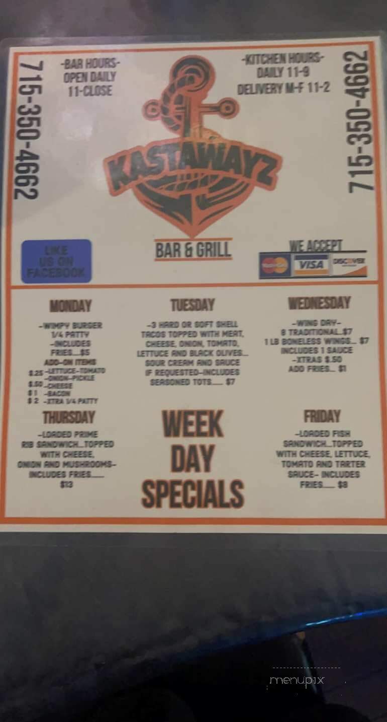 Kastawayz - Antigo, WI menu_pic