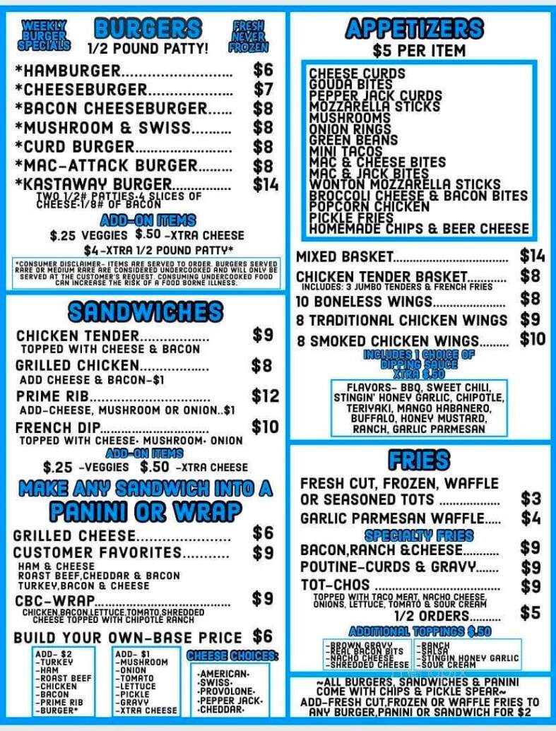 Kastawayz - Antigo, WI menu_pic