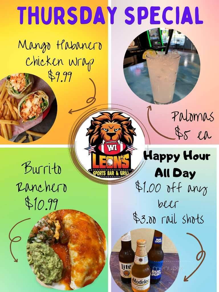 Leon's Sports Bar & Grill - Darien, WI menu_pic