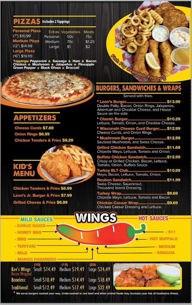 Leon's Sports Bar & Grill - Darien, WI menu_pic