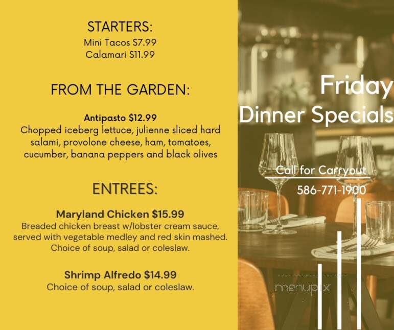 Jillian's Tavern - Eastpointe, MI menu_pic