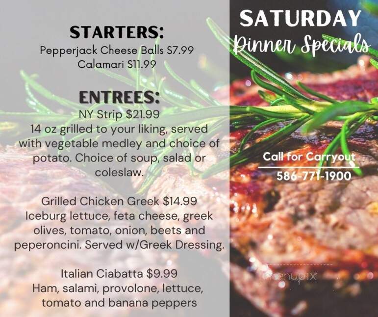 Jillian's Tavern - Eastpointe, MI menu_pic