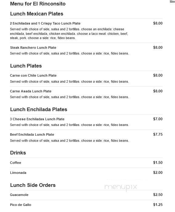 El Rinconsito - Kennett Square, PA menu_pic