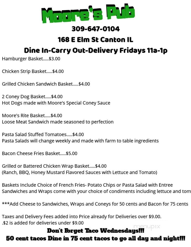Moore's Pub - Canton, IL menu_pic