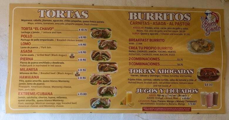 El Buen Gusto Bakery - San Jose, CA menu_pic