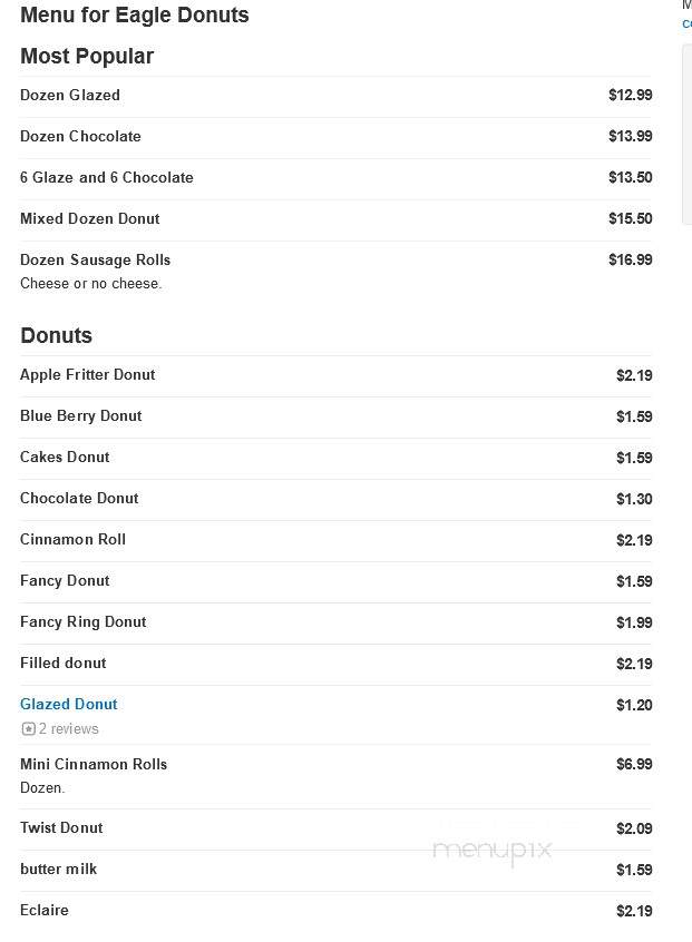Eagle Doughnuts - Crowley, TX menu_pic