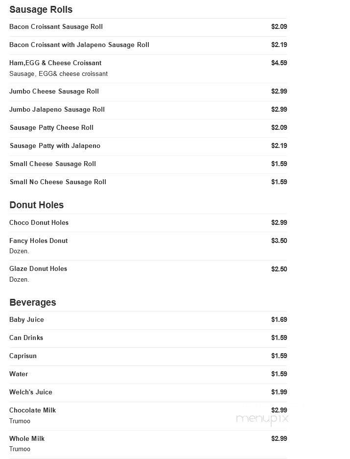 Eagle Doughnuts - Crowley, TX menu_pic