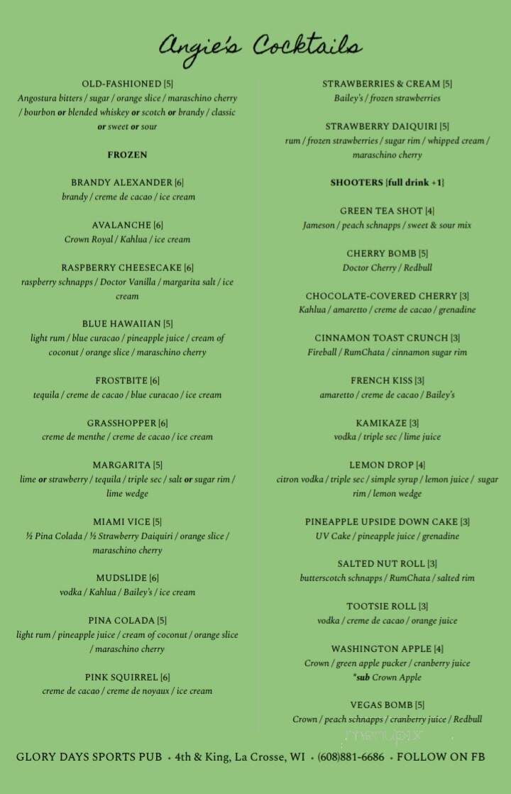 Snicks Sportsman Bar - Monona, WI menu_pic