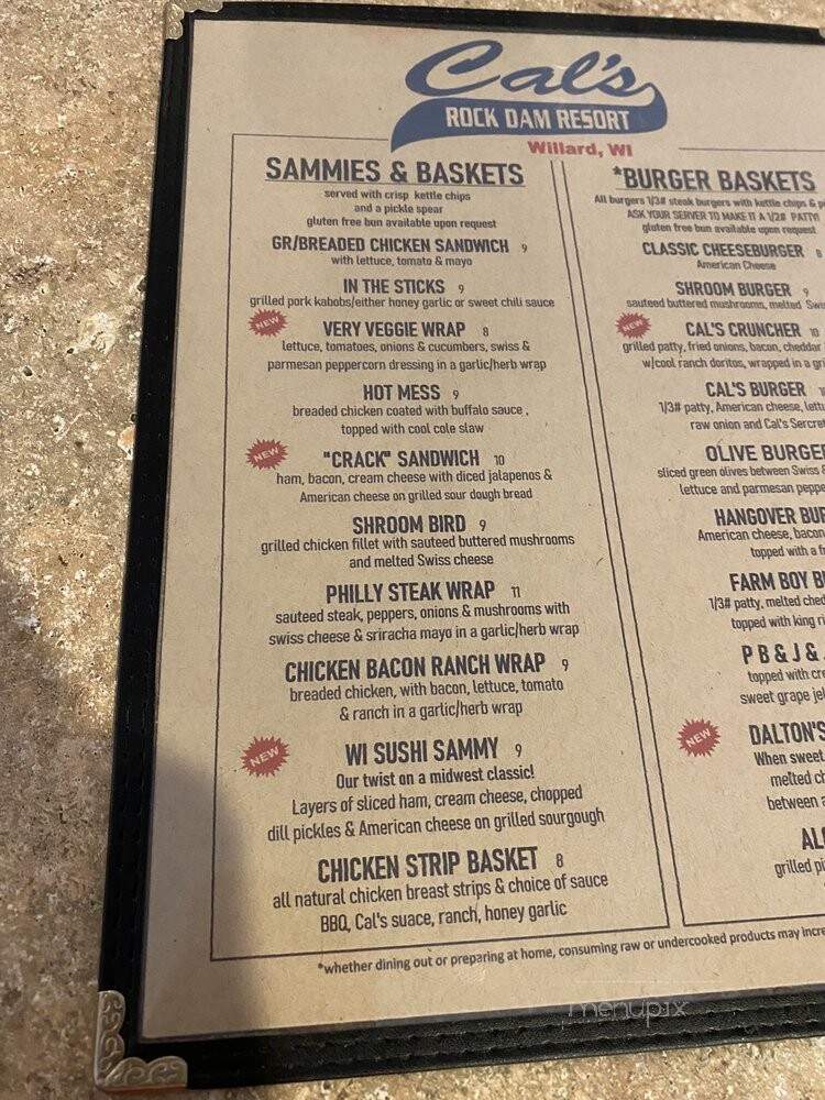 Ernies's Rock Dam Saloon - Willard, WI menu_pic