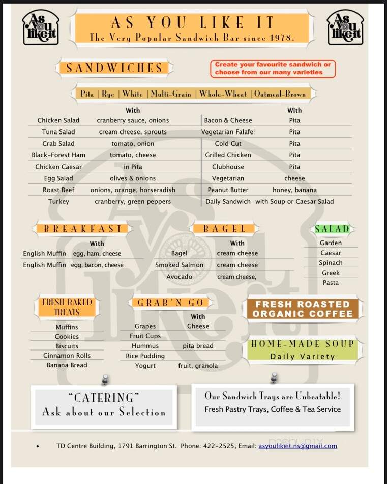 As You Like It - Halifax, NS menu_pic