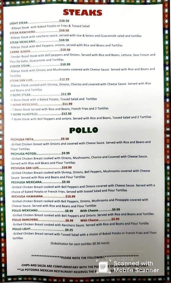 Lapotosina Restaurant - Marion, KY menu_pic