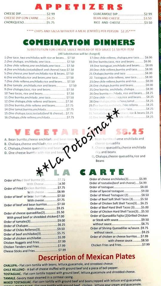 Lapotosina Restaurant - Marion, KY menu_pic