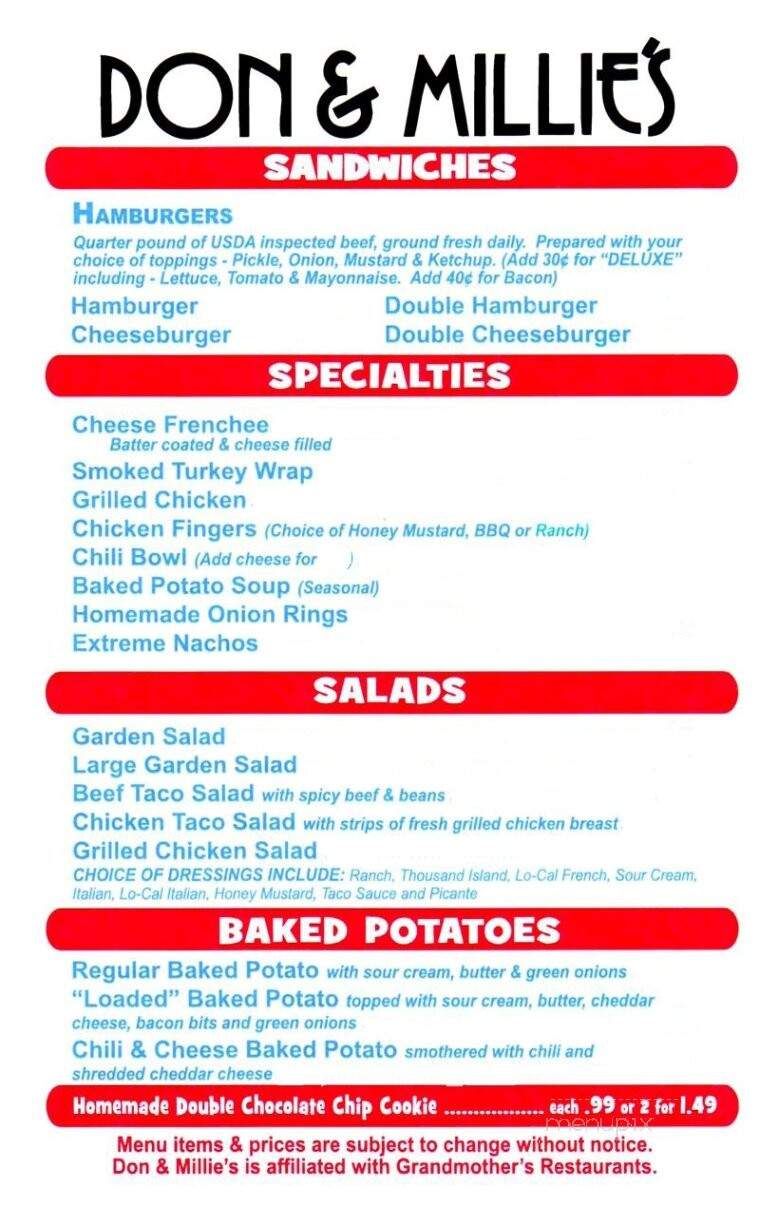 Don & Millie's Restaurant - Omaha, NE menu_pic