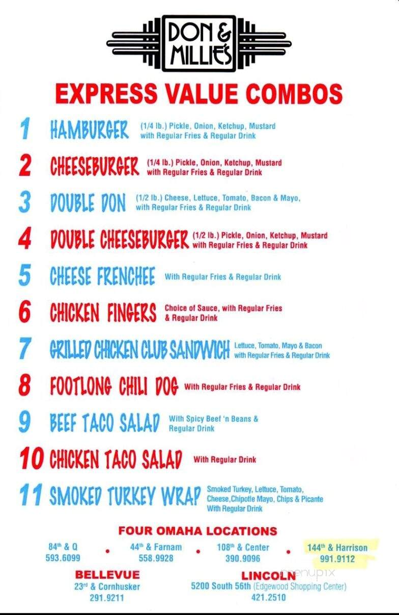 Don & Millie's Restaurant - Omaha, NE menu_pic