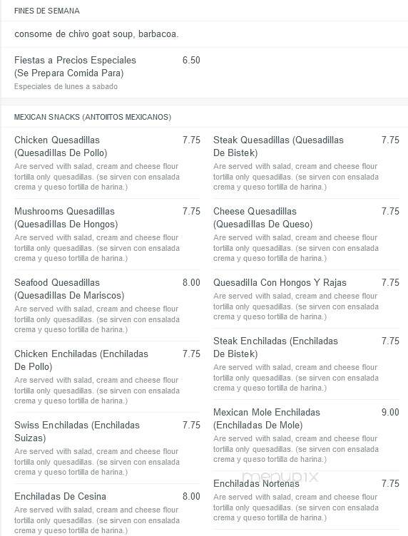 El Cazador Restaurant - Yonkers, NY menu_pic