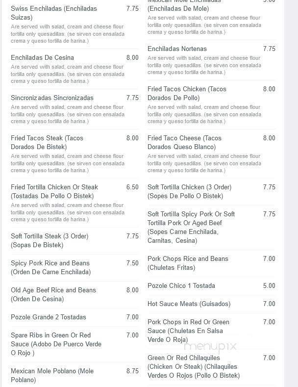 El Cazador Restaurant - Yonkers, NY menu_pic