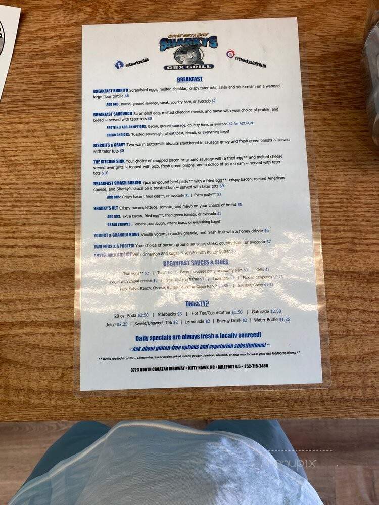 Sharky's Pub - Corolla, NC menu_pic
