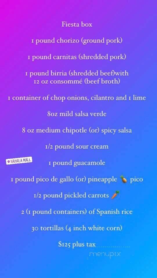 Quezada's Salsa - Kapolei, HI menu_pic