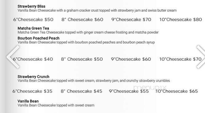 Hiatus Cheesecake - Baltimore, MD menu_pic