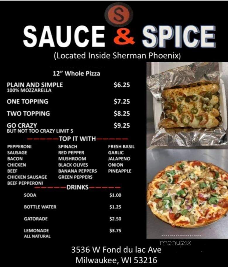 Sauce and Spice - Milwaukee, WI menu_pic