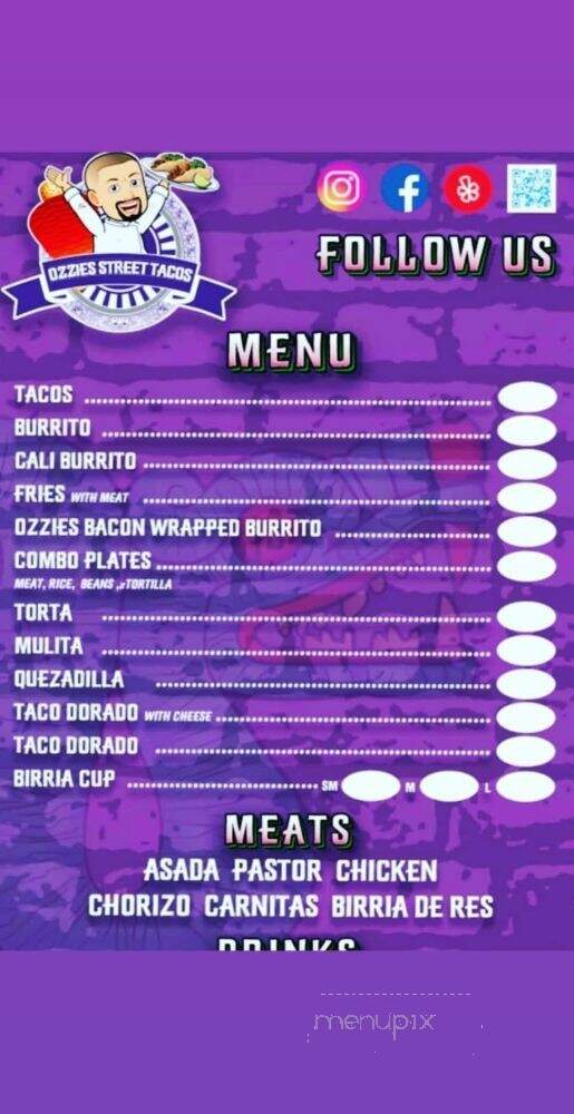 Ozzies Street Tacos - Rialto, CA menu_pic