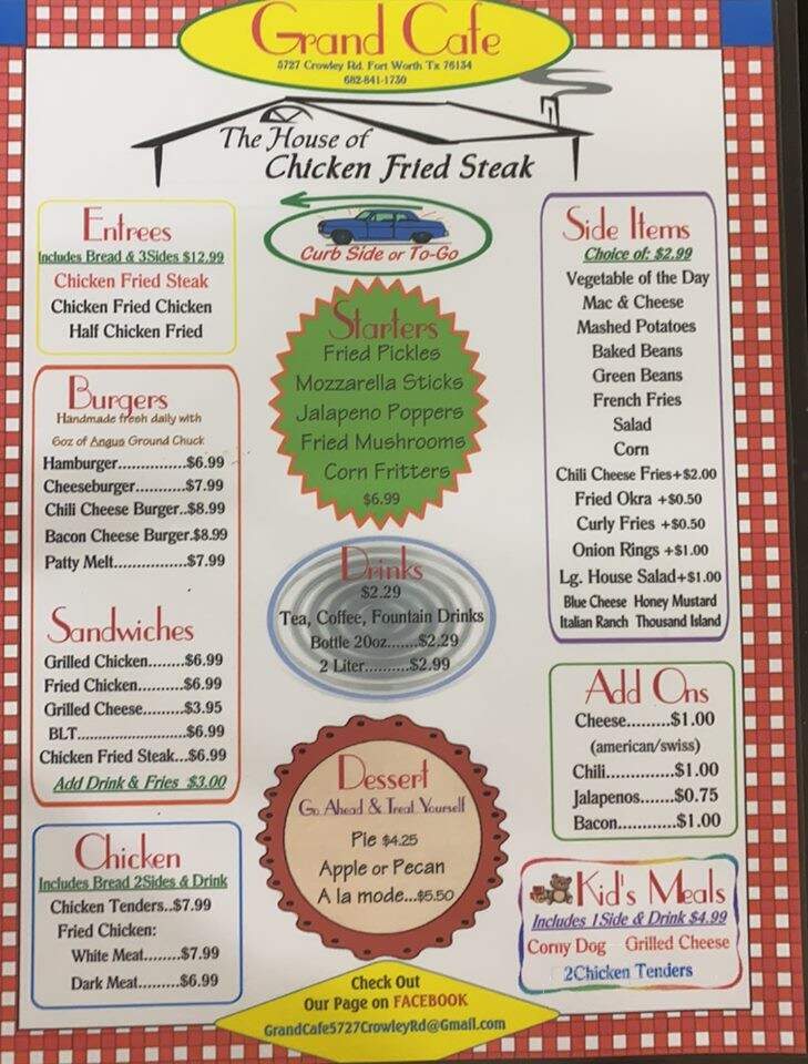 Grand Cafe - Fort Worth, TX menu_pic