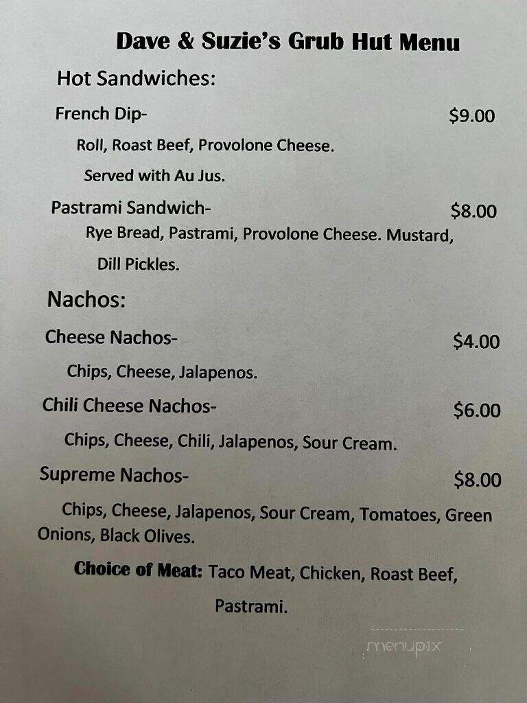 Dave & Suzie's Grub Hut - Crescent City, CA menu_pic