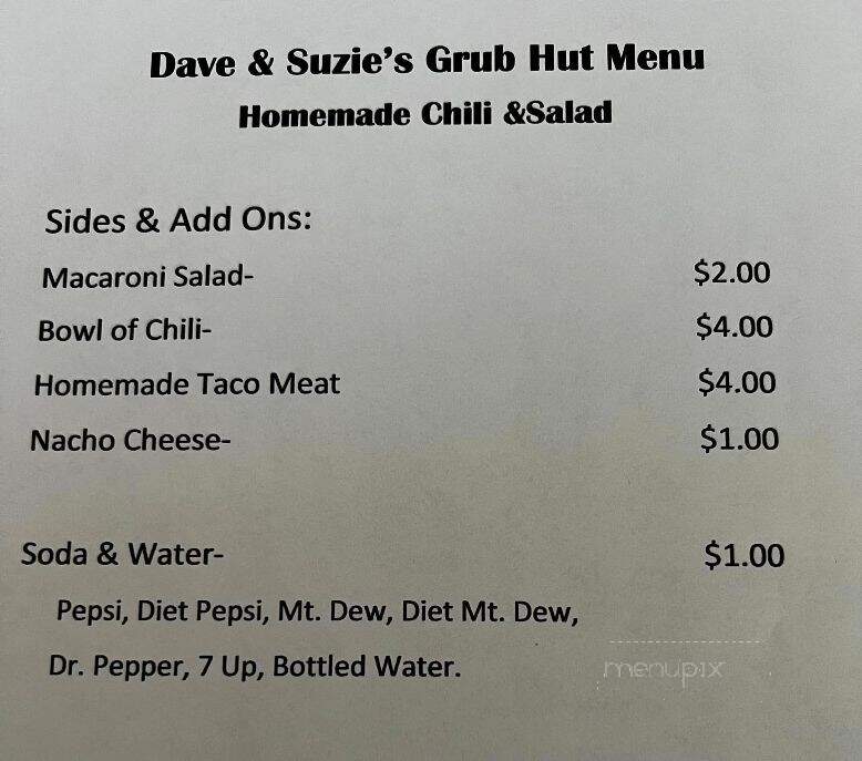 Dave & Suzie's Grub Hut - Crescent City, CA menu_pic