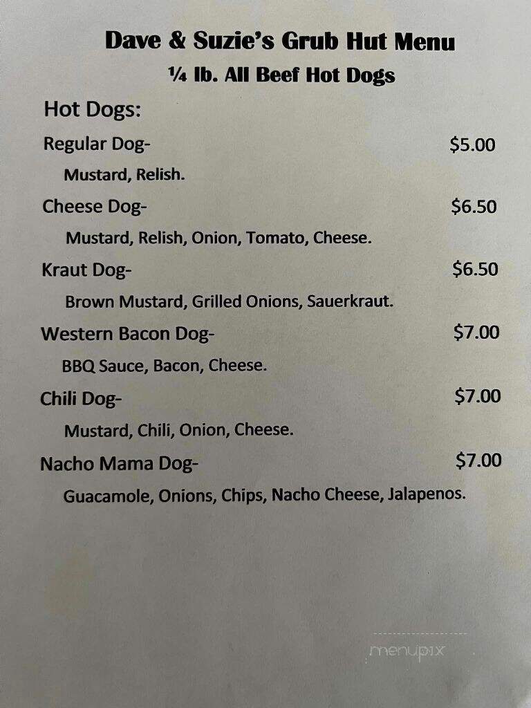 Dave & Suzie's Grub Hut - Crescent City, CA menu_pic