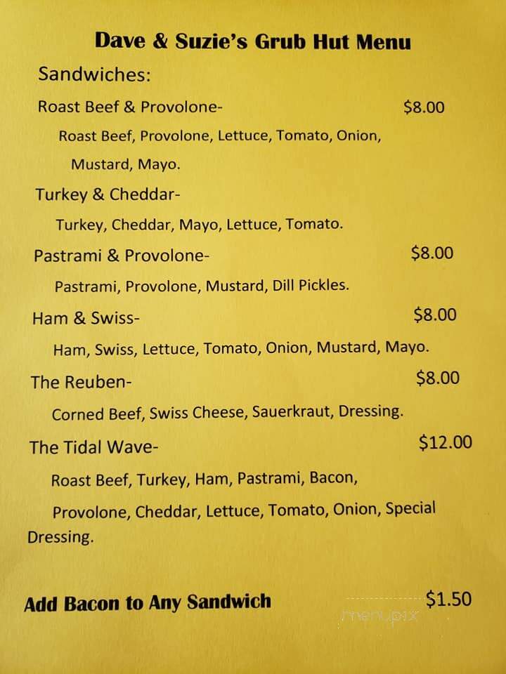 Dave & Suzie's Grub Hut - Crescent City, CA menu_pic