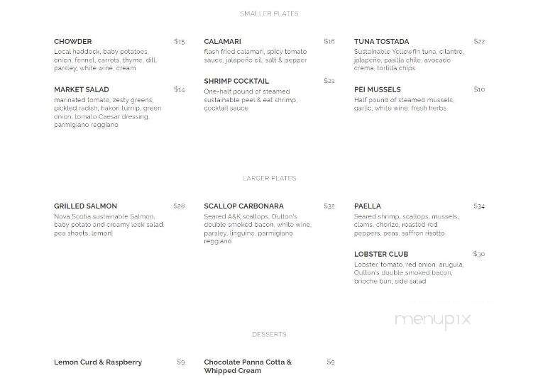 The Half Shell Oysters & Seafood - Lunenburg, NS menu_pic