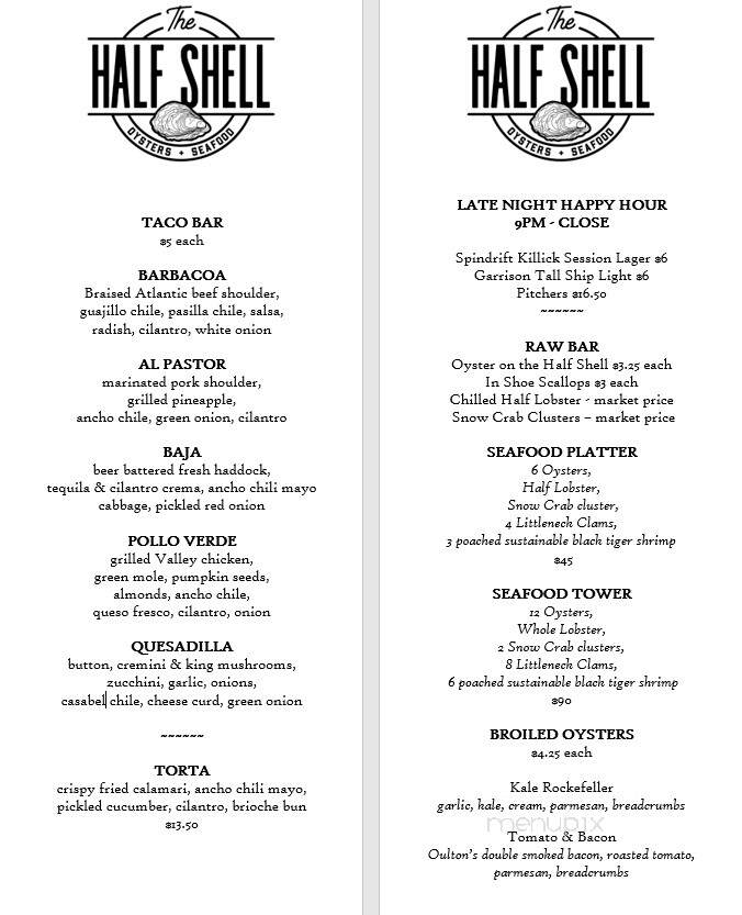 The Half Shell Oysters & Seafood - Lunenburg, NS menu_pic