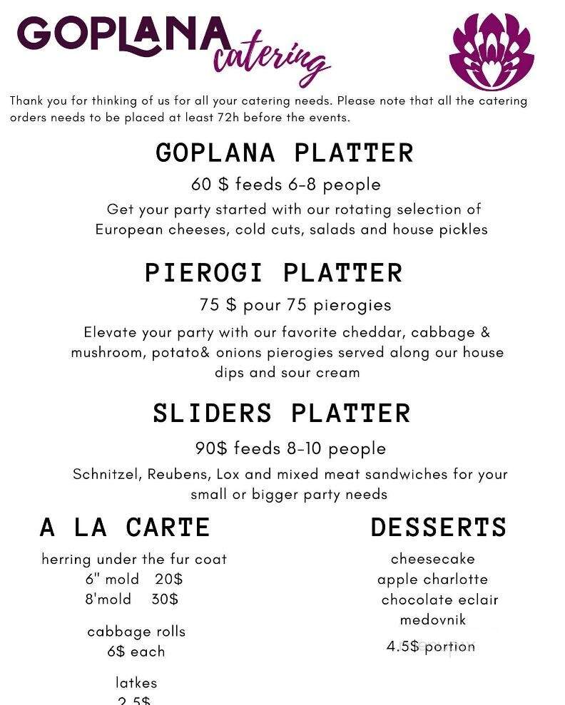 Goplana - Montreal, QC menu_pic
