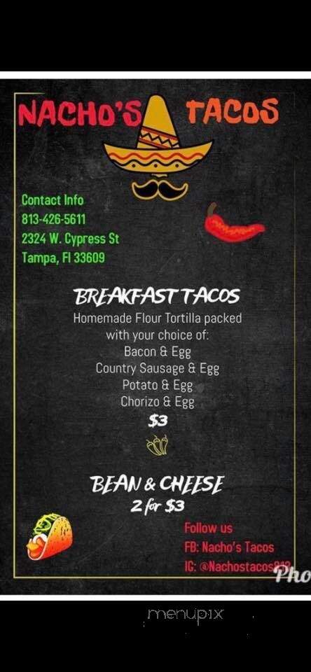 Nacho Tacos - Tampa, FL menu_pic
